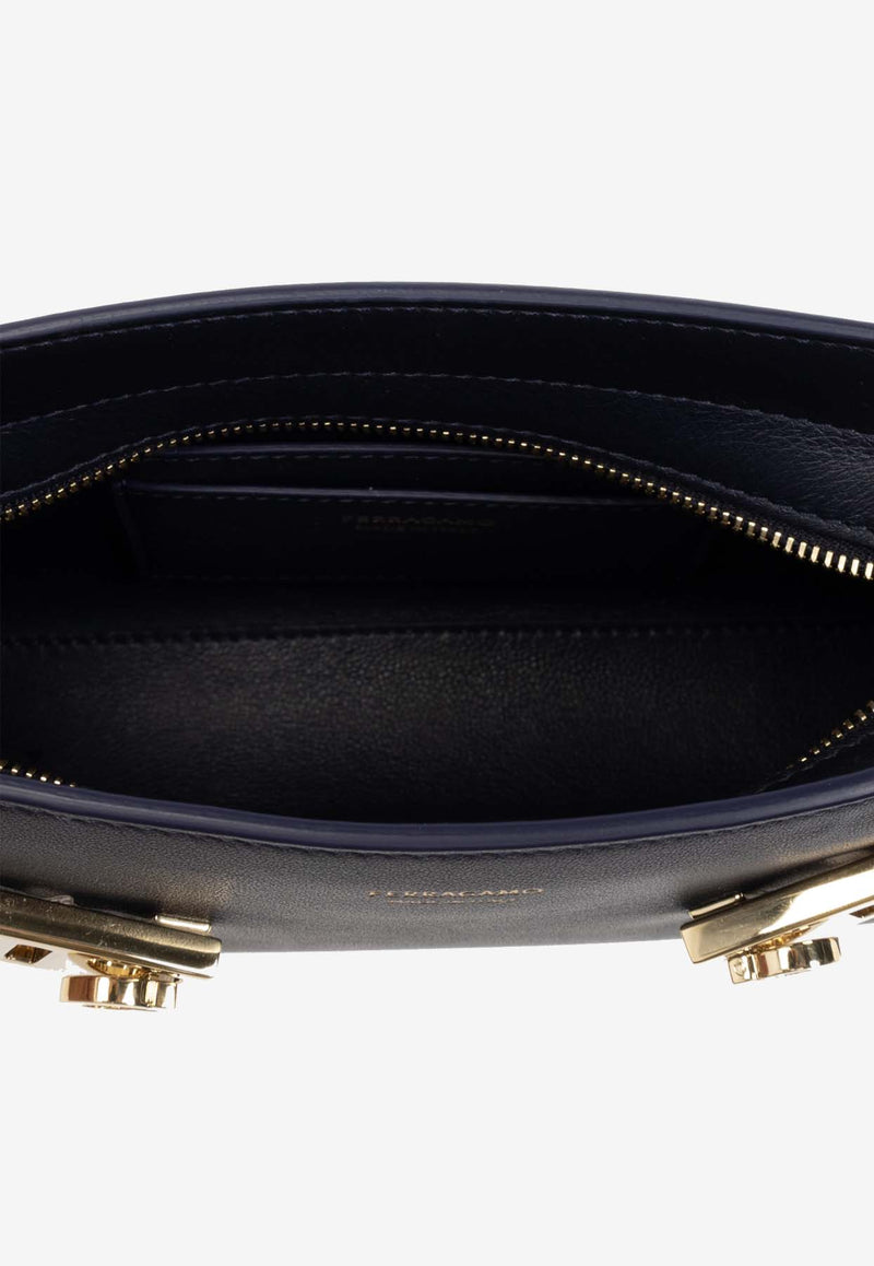 Salvatore Ferragamo Hug Calf Leather Crossbody Bag Midnight Blue 218964 HUG 774622-MIDNIGHT