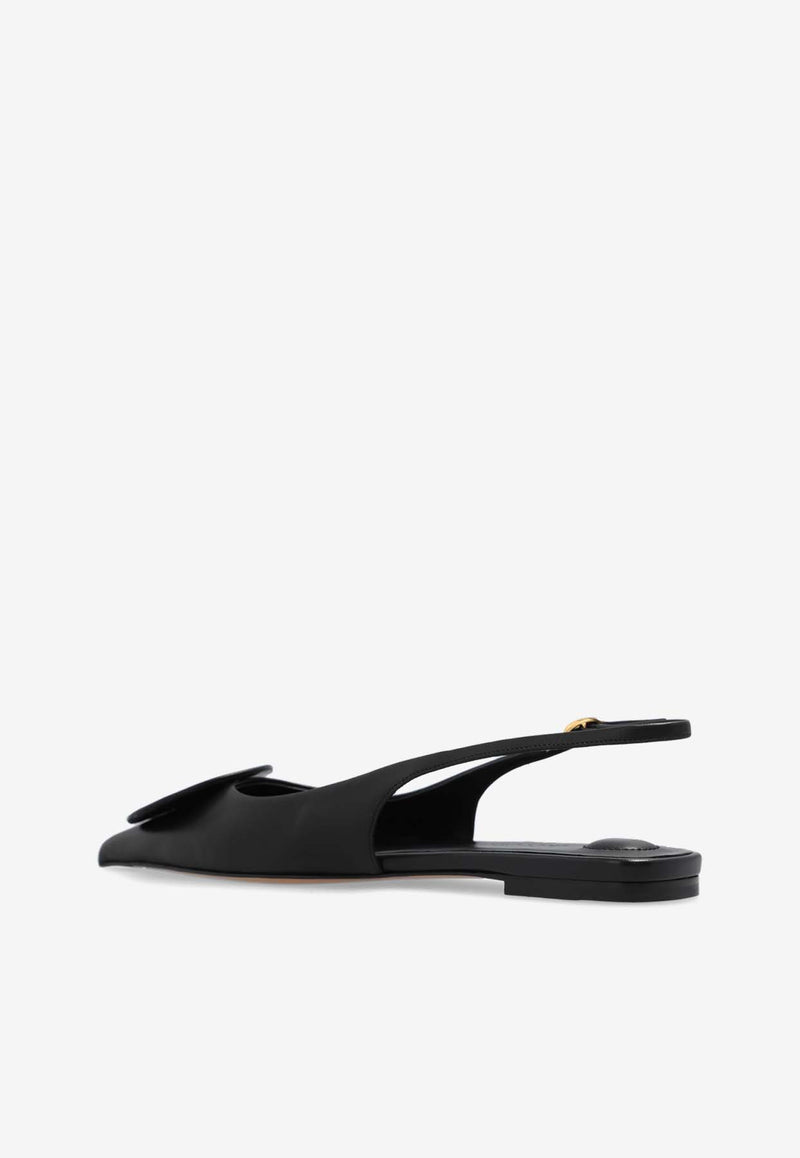 Jacquemus Duelo Slingback Leather Flats Black 241FO077 3073-990