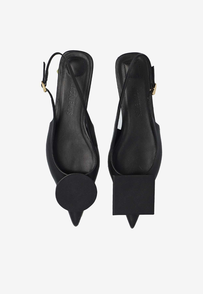 Jacquemus Duelo Slingback Leather Flats Black 241FO077 3073-990