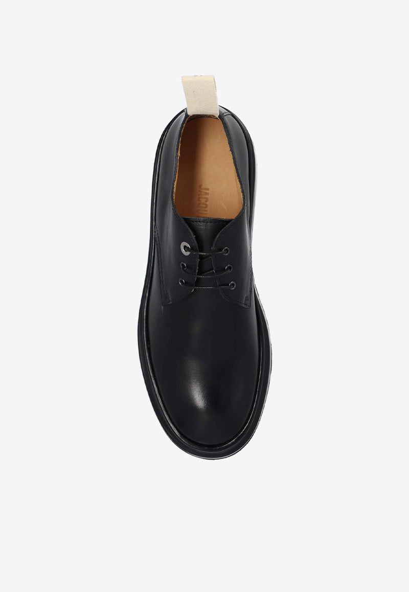 Jacquemus Pavane Leather Derby Shoes Black 236FO121 4305-990