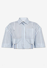 Jacquemus Bari Striped Cropped Shirt Light Blue 241SH054 1140-3FE