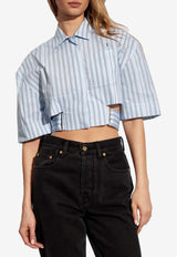 Jacquemus Bari Striped Cropped Shirt Light Blue 241SH054 1140-3FE