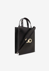 Salvatore Ferragamo Mini Gancini Plaque Leather Tote Bag Black 218358 G FLAT NS 771687-NERO