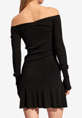 Jacquemus Pralu Off-Shoulder Flared Mini Dress Black 241KN356 2358-990