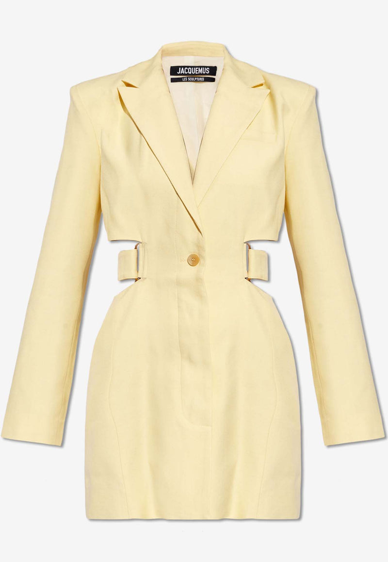 Jacquemus Bari Viscose Blazer Mini Dress Yellow 241DR016 1359-205