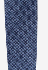 Salvatore Ferragamo Geometric Motif Silk Tie Blue 350996 4-VERA 774210-F NAVY