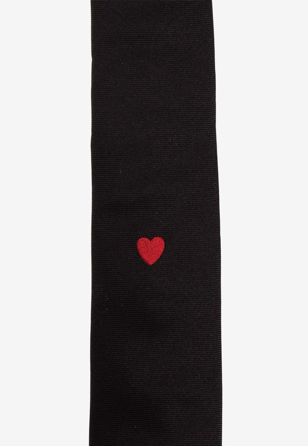 Moschino Heart-Motif Silk Tie Black 55069 M5776-001