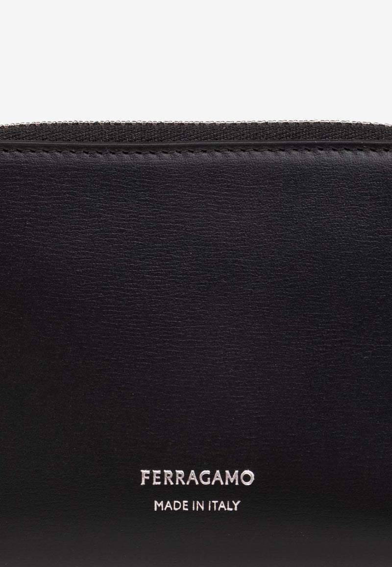 Salvatore Ferragamo Classic Zip-Around Leather Cardholder Black 661336 CLASSIC 770114-NERO