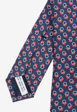 Salvatore Ferragamo Gancini Love Print Silk Tie Blue 350986 4-VIP 774067-F BLU SCURO ROSSO