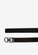 Salvatore Ferragamo Reversible Gancini Buckle Leather Belt Black 678783 DOUBLE ADJUS 776310-T MORO