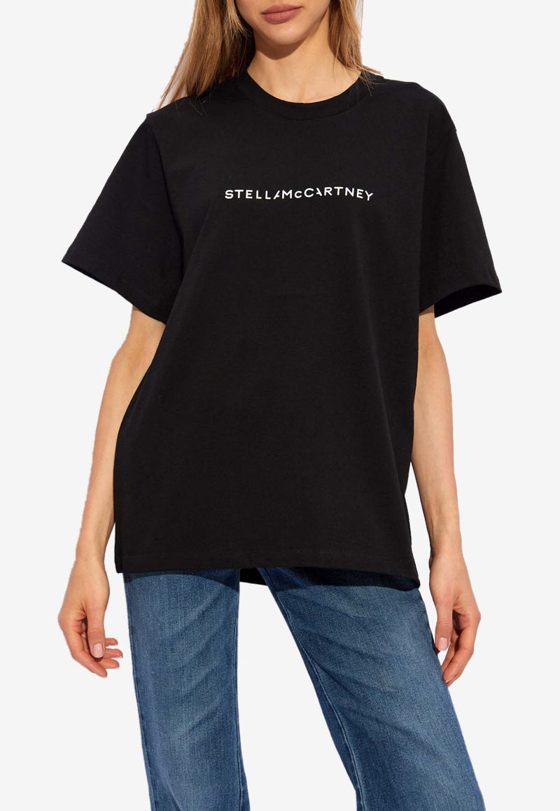 Stella McCartney Logo Print Oversized Crewneck T-shirt Black 6J0158 3SPY48-1000