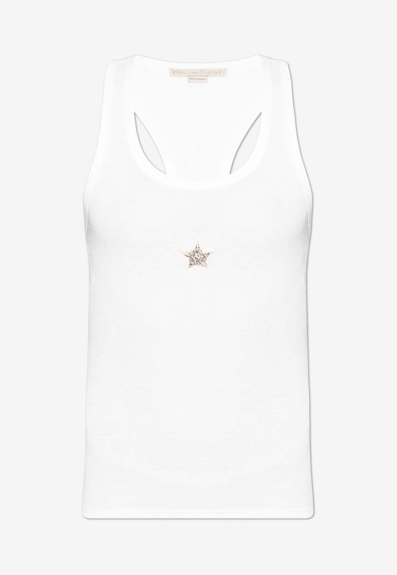 Stella McCartney Star Appliqué Ribbed Tank Top White 6J0291 3SPZ11-9000