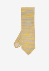 Salvatore Ferragamo Gancini Pattern Silk Tie Yellow 350945 4-TRAP 768506-F GIALLO