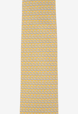 Salvatore Ferragamo Gancini Pattern Silk Tie Yellow 350945 4-TRAP 768506-F GIALLO