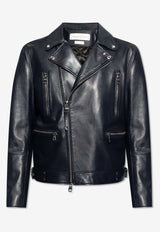 Alexander Mcqueen Zip-Up Leather Jacket Black 626381 Q5AML-4100