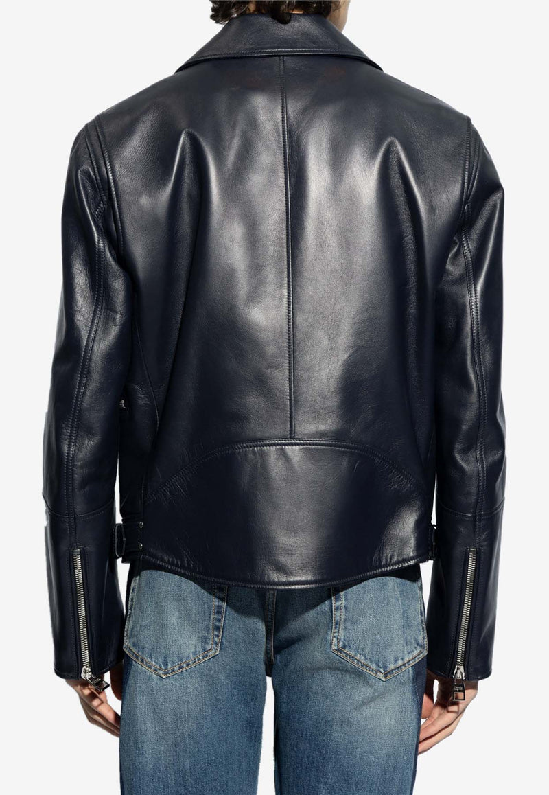 Alexander Mcqueen Zip-Up Leather Jacket Black 626381 Q5AML-4100