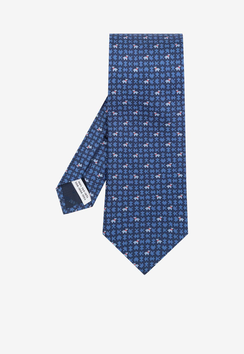 Salvatore Ferragamo Puzzle Print Silk Tie Blue 350980 4-VICTOR 773958-F NAVY