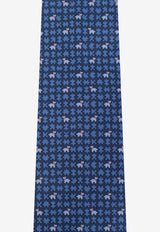 Salvatore Ferragamo Puzzle Print Silk Tie Blue 350980 4-VICTOR 773958-F NAVY