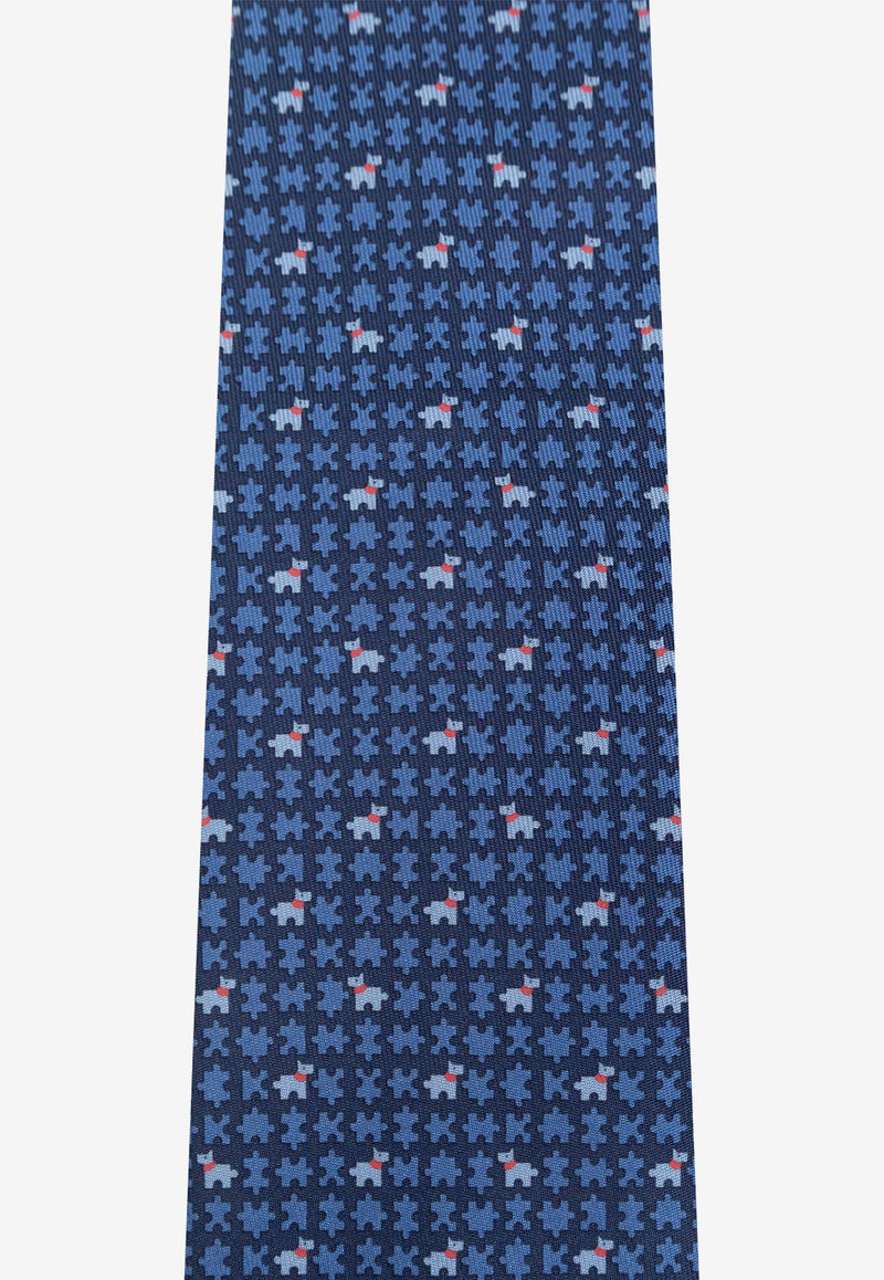 Salvatore Ferragamo Puzzle Print Silk Tie Blue 350980 4-VICTOR 773958-F NAVY