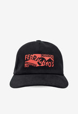 Salvatore Ferragamo Logo Print Baseball Cap Black 560087 BAS VENNA 776225-BLACK