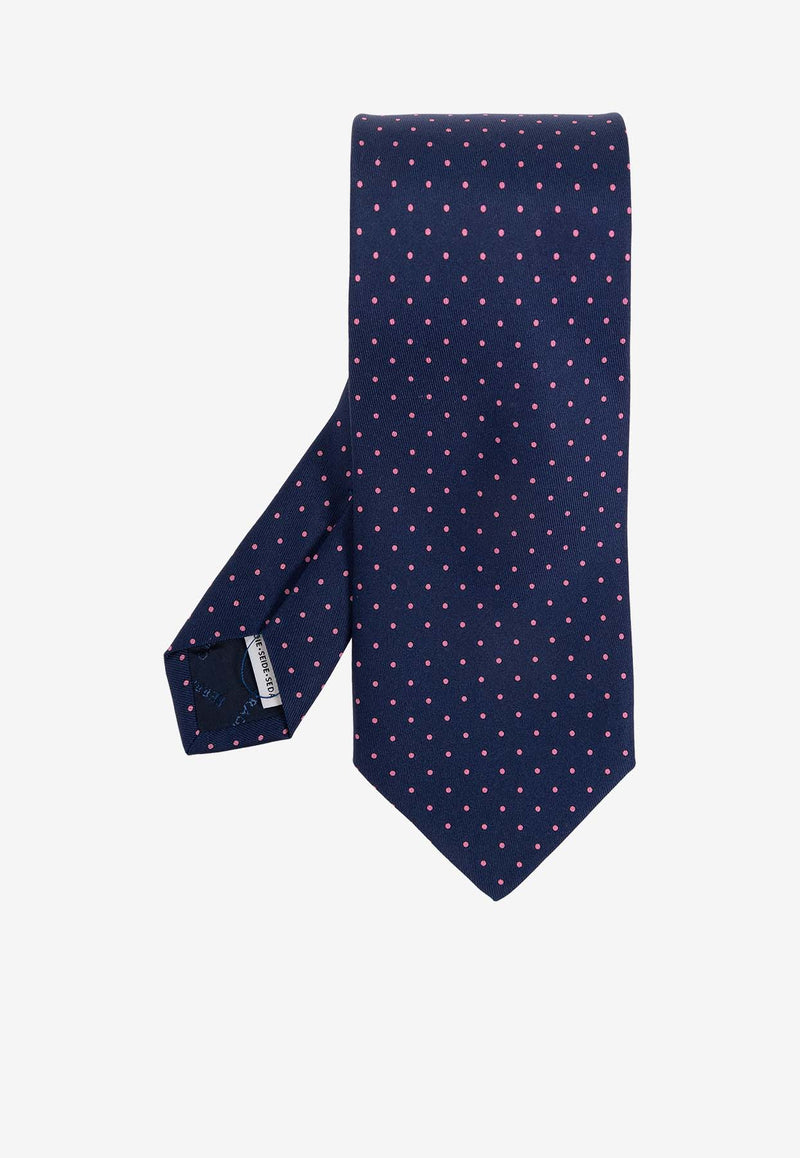 Salvatore Ferragamo Dotted Silk Tie Navy 350969 4-TENNIS 771530-F BLU SCURO