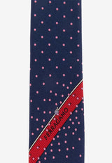 Salvatore Ferragamo Dotted Silk Tie Navy 350969 4-TENNIS 771530-F BLU SCURO