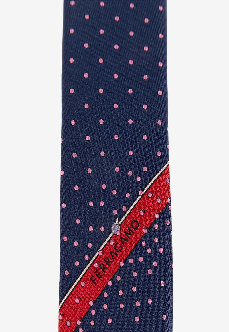 Salvatore Ferragamo Dotted Silk Tie Navy 350969 4-TENNIS 771530-F BLU SCURO