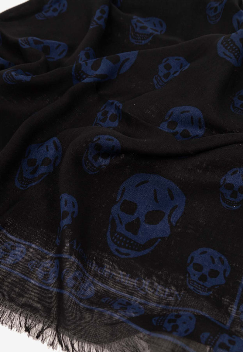 Alexander McQueen Skull Print Frayed Scarf Black 557717 4943Q-1042