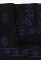 Alexander McQueen Skull Print Frayed Scarf Black 557717 4943Q-1042