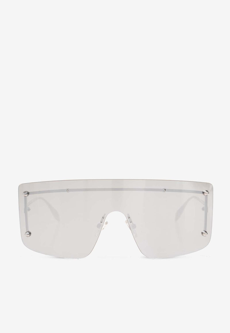 Alexander McQueen Spike Studs Mask Sunglasses Silver 744516 I3310-1273