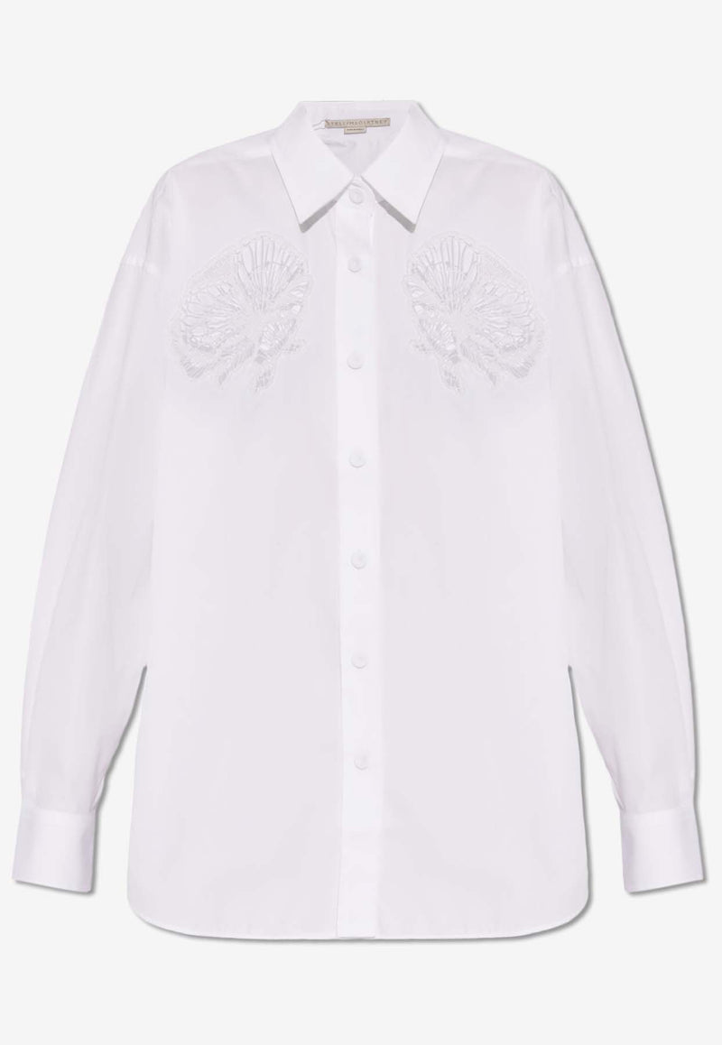 Stella McCartney Floral Comely Panel Button-Up Shirt White 620101 3CU100-9000