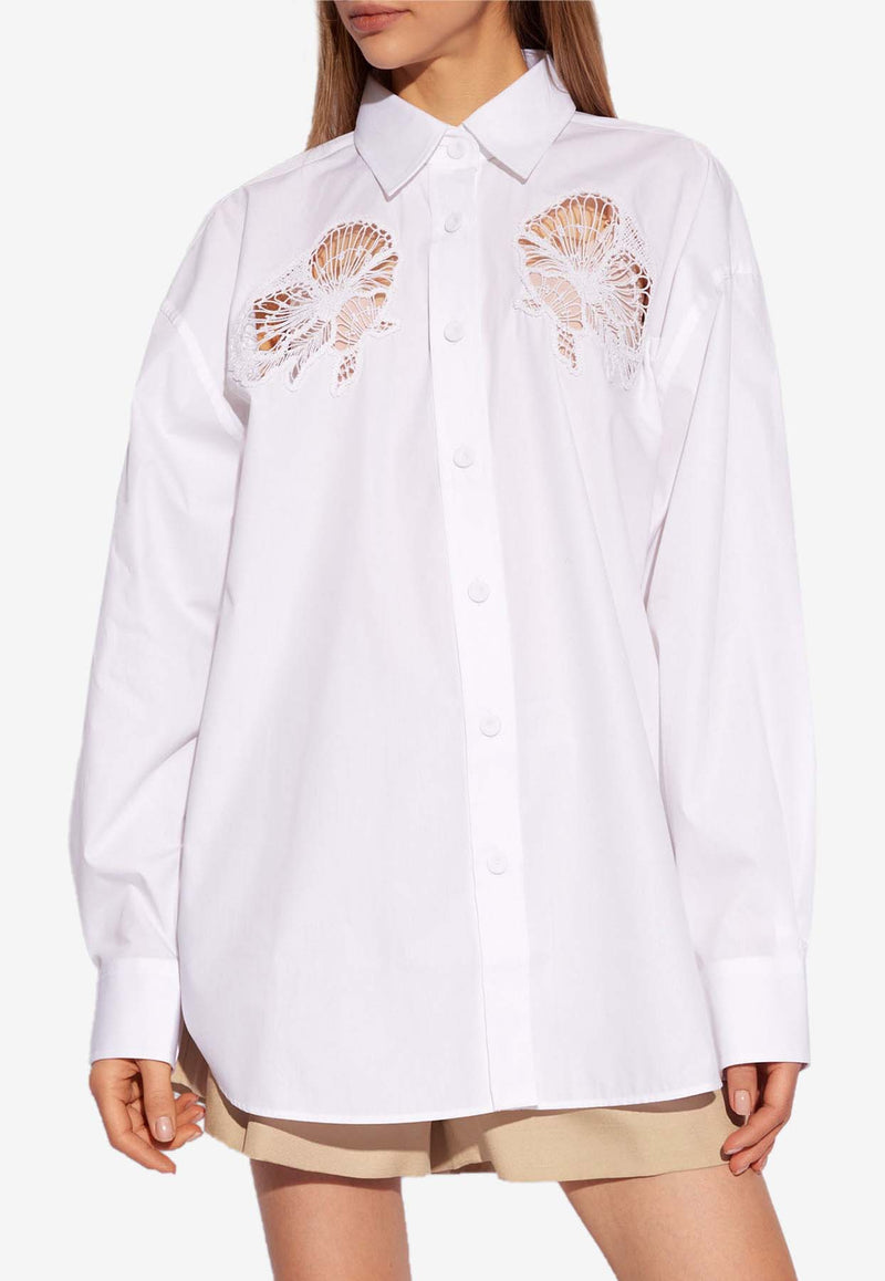 Stella McCartney Floral Comely Panel Button-Up Shirt White 620101 3CU100-9000