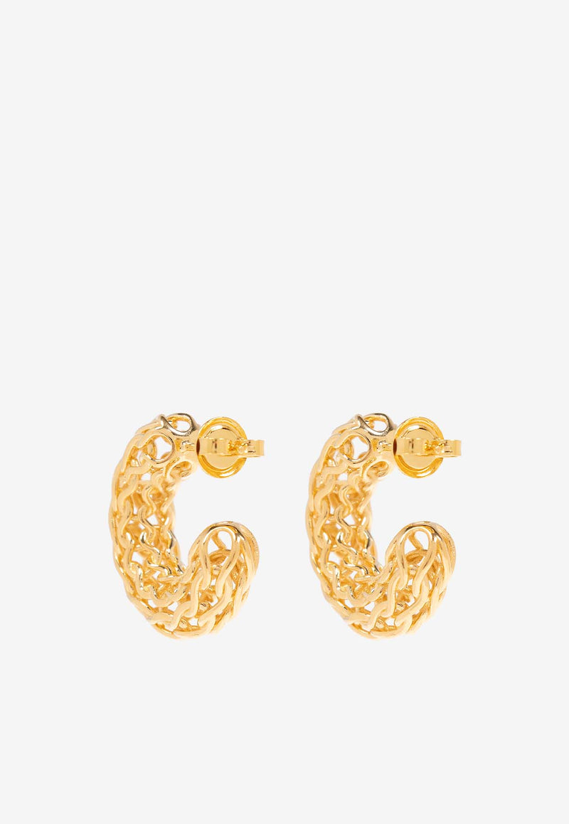 Bottega Veneta Textured Hoop Earrings Gold 786255 VAHU0-8120