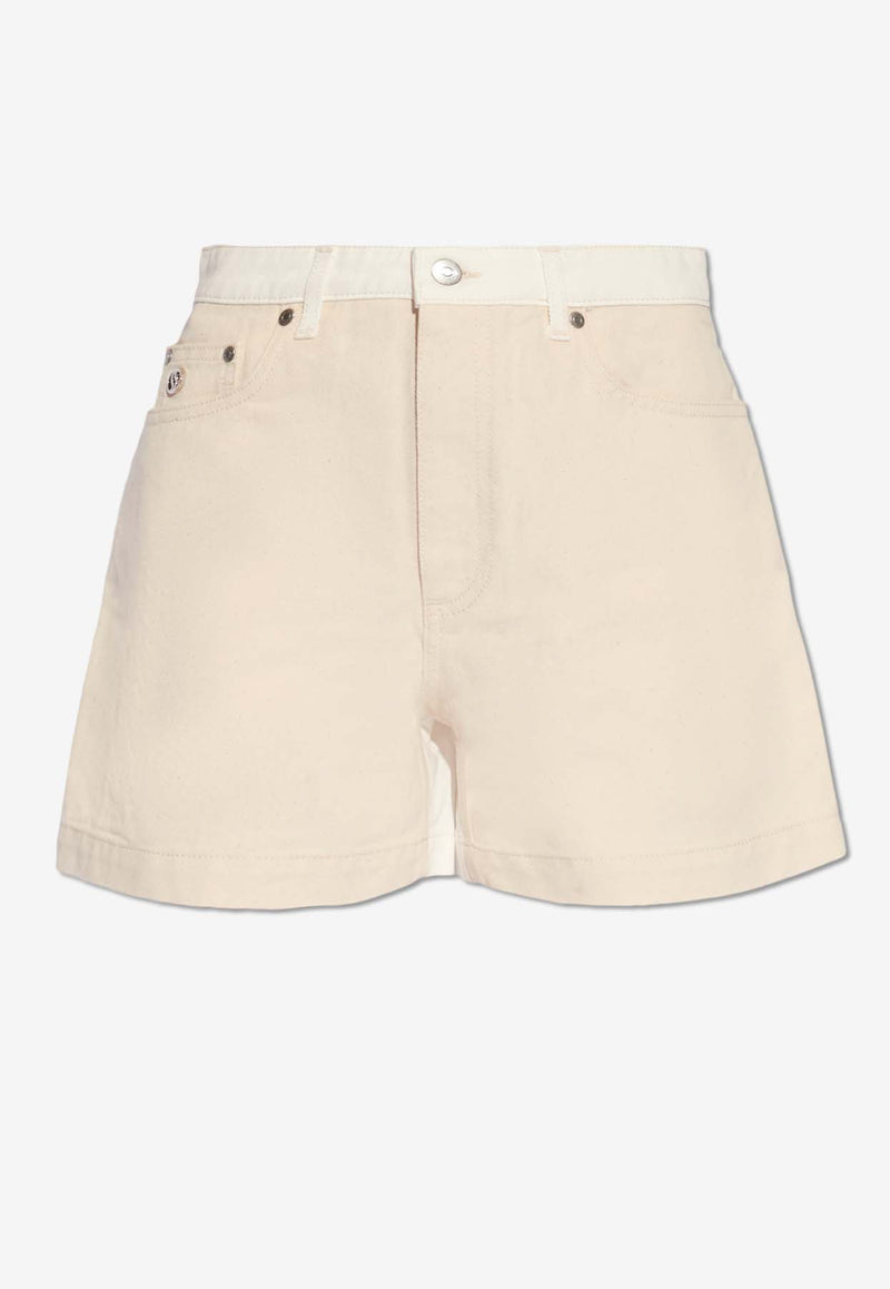 Stella McCartney Banana Two-Tone Denim Shorts Beige 6D0250 3SPH57-9067