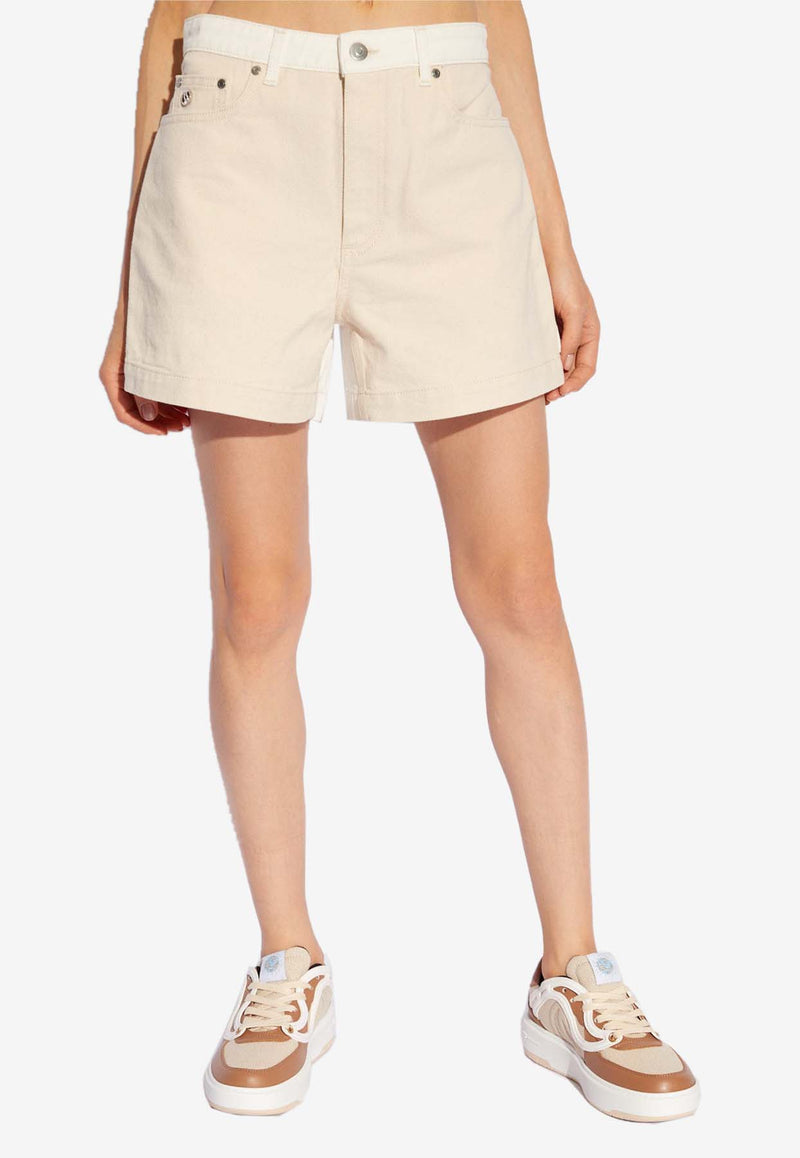 Stella McCartney Banana Two-Tone Denim Shorts Beige 6D0250 3SPH57-9067