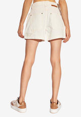 Stella McCartney Banana Two-Tone Denim Shorts Beige 6D0250 3SPH57-9067