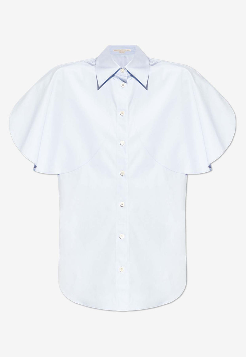 Stella McCartney Flared Short Sleeve Button-Up Shirt Blue 620117 SMA90-4008