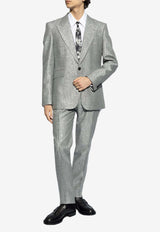 Alexander McQueen Single-Breasted Buttoned Blazer Silver 774668 QRAAT-1440