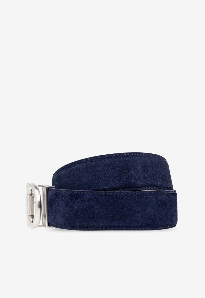 Salvatore Ferragamo Gancini Leather Belt Navy 679964 ADJUSTABLE 776315-MIDNIGHT