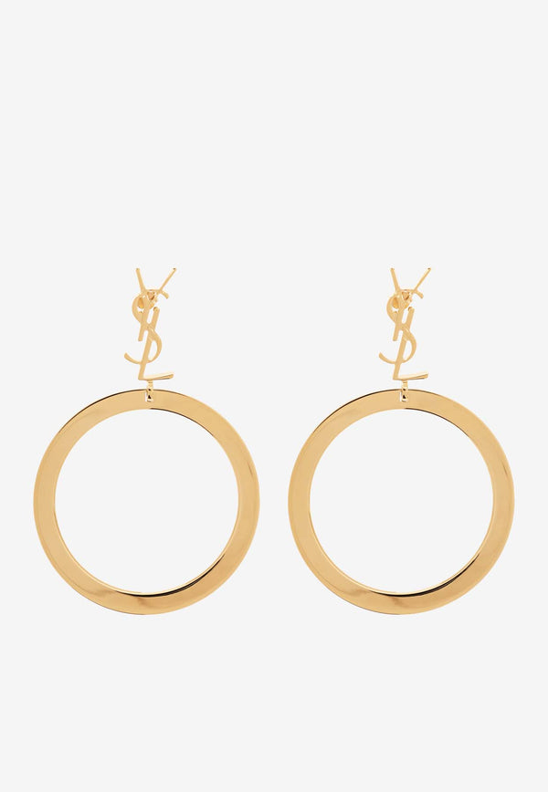 Saint Laurent Cassandre Hoop-Pendant Earrings Gold 784142 Y1500-8030