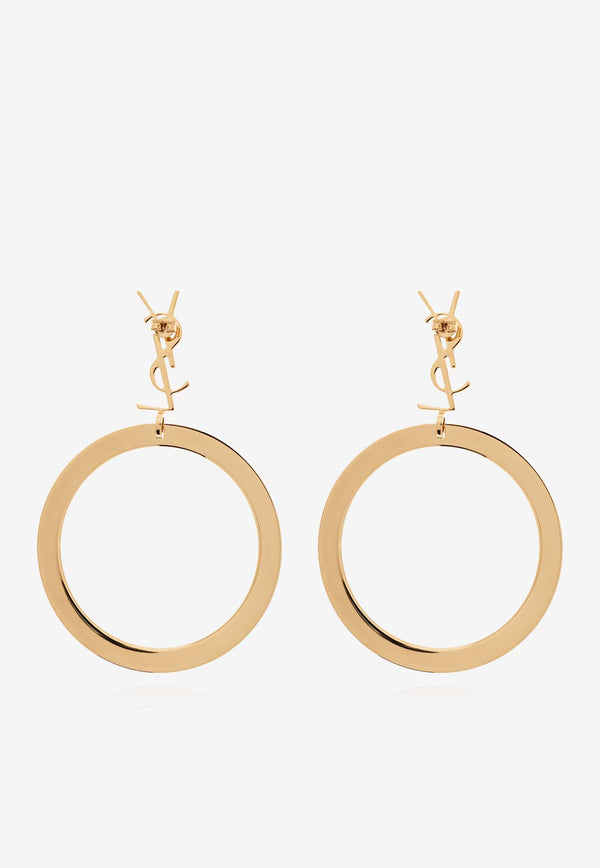 Saint Laurent Cassandre Hoop-Pendant Earrings Gold 784142 Y1500-8030