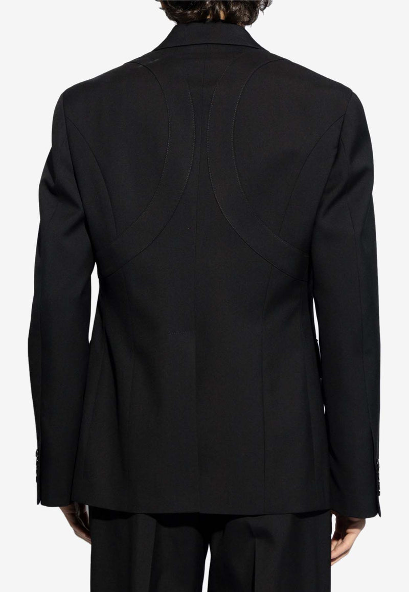 Alexander Mcqueen Harness Single-Breasted Wool Blazer Black 791965 QUAAC-1000