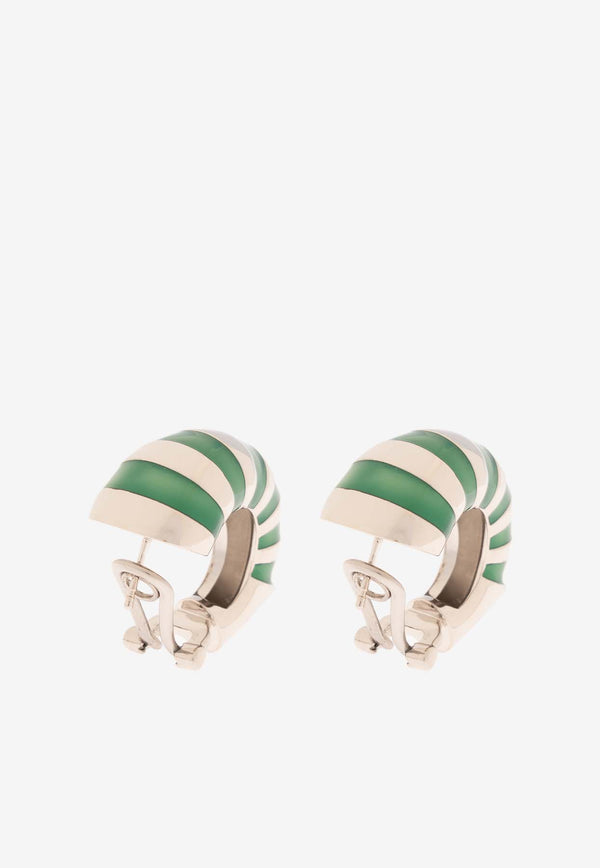 Salvatore Ferragamo Shell Enameled Earrings Green 760751 EAR SHELL 773415-PLD GREEN