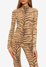 Stella McCartney Tiger Print Turtleneck Top Beige 6J0223 3SPZ37-9500