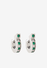 Salvatore Ferragamo Crystal Embellished Gancini Earrings Silver 760770 EAR FLUIDZIR 776239-PALLADIO GREEN CRYSTAL