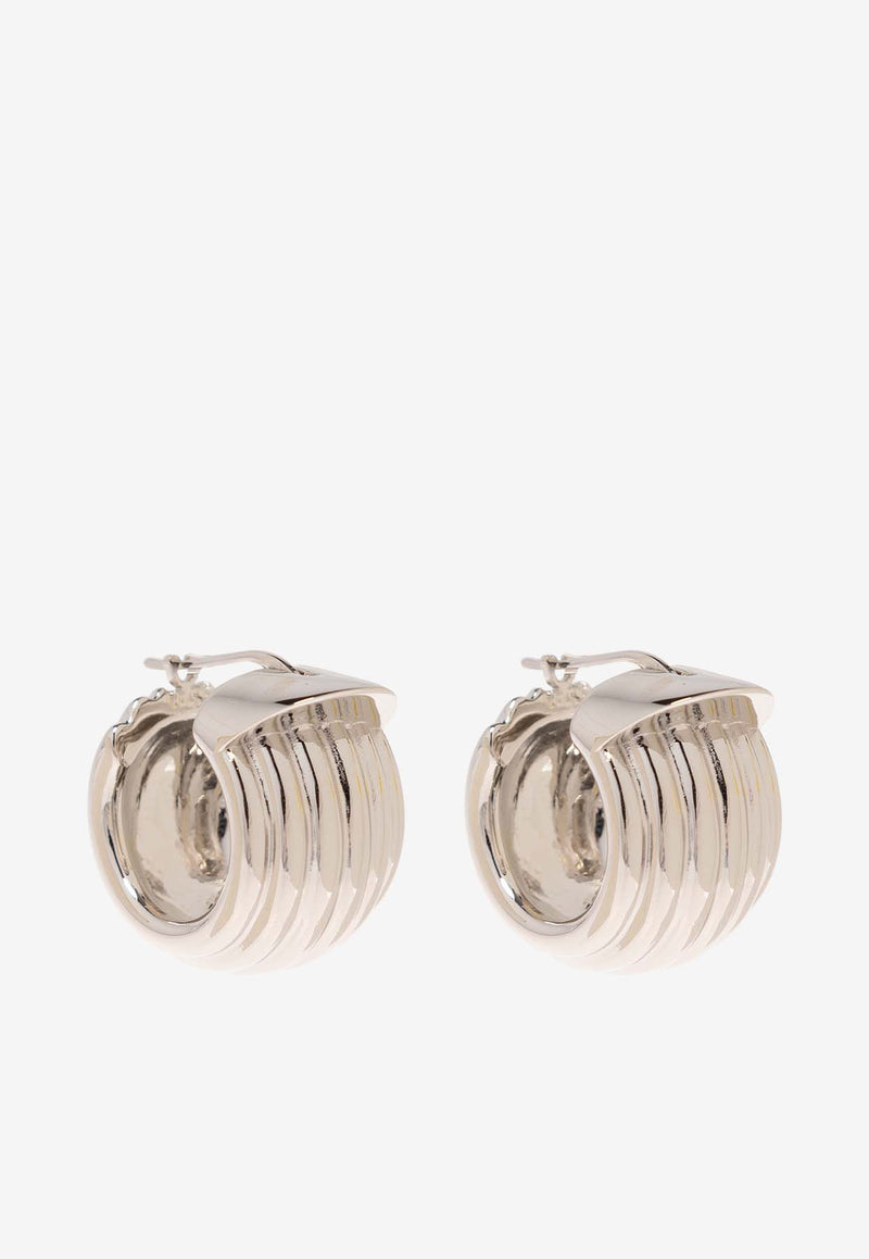 Salvatore Ferragamo Gancini Brass Earrings Silver 760750 EAR GAN80 773698-PALLADIO