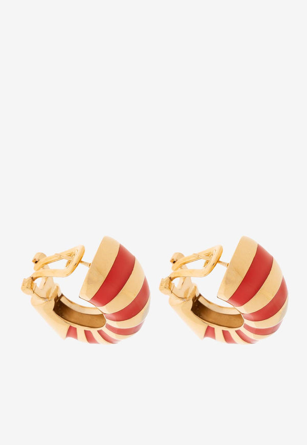 Salvatore Ferragamo Shell Enameled Earrings Red 760751 EAR SHELL 773412-ORO RED