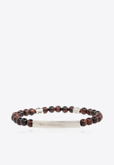 Salvatore Ferragamo Logo-Engraved Beaded Bracelet 770366 BR STONEBRA 776373-OCCHIO DI BUE PLD