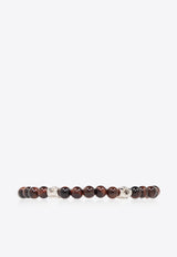 Salvatore Ferragamo Logo-Engraved Beaded Bracelet 770366 BR STONEBRA 776373-OCCHIO DI BUE PLD