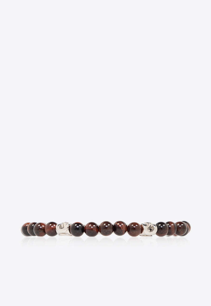 Salvatore Ferragamo Logo-Engraved Beaded Bracelet 770366 BR STONEBRA 776373-OCCHIO DI BUE PLD